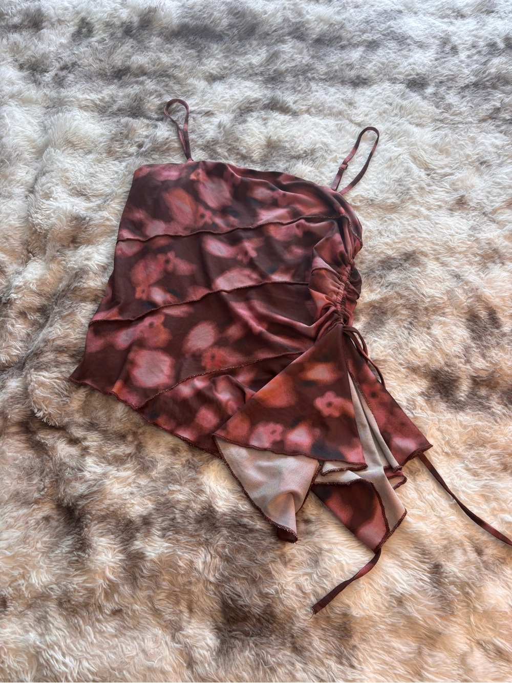 Rewind Floral Tiered Cami in Rust and Pink